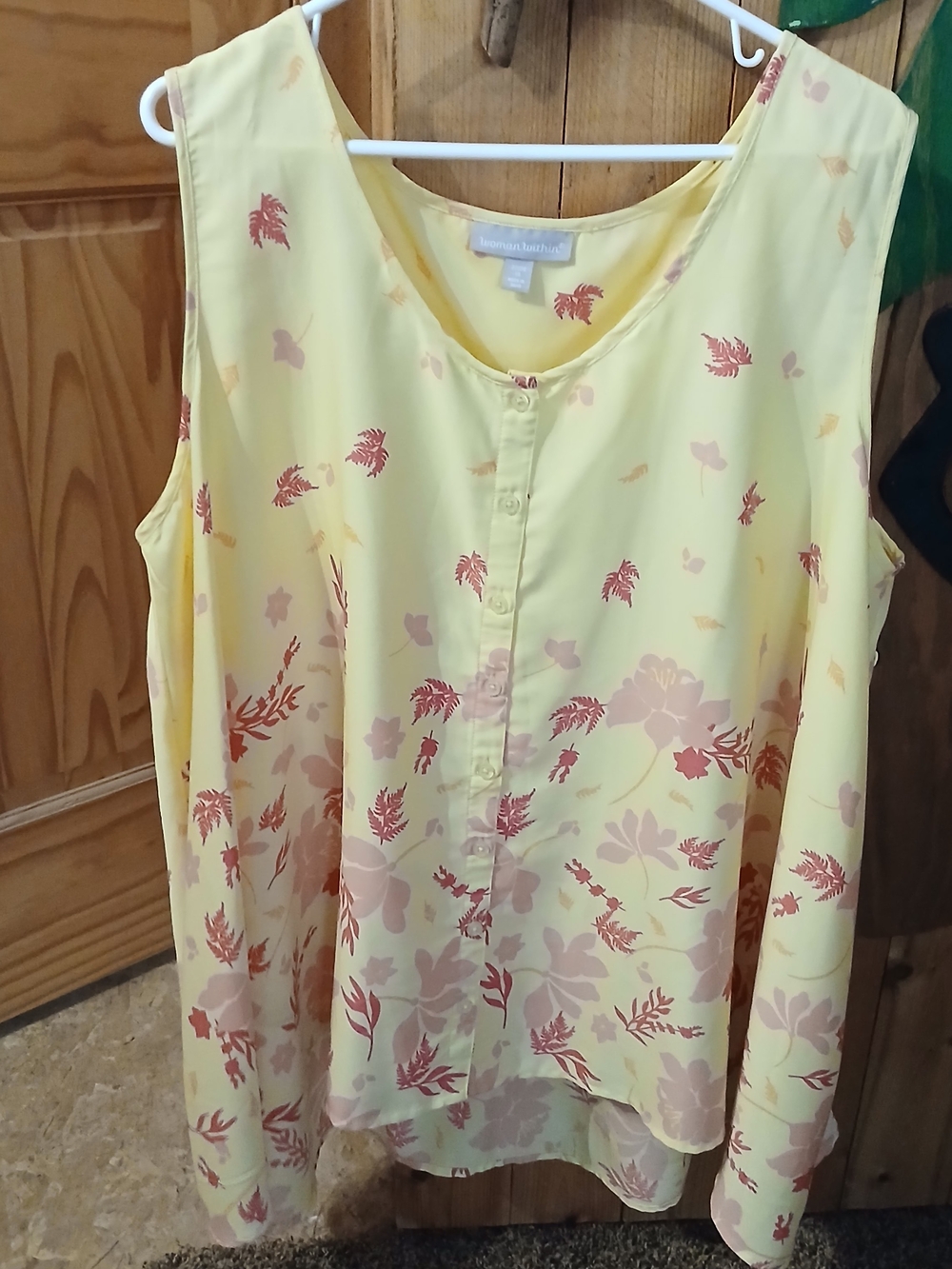 Woman Within Yellow Floral Sleeveless Tunic